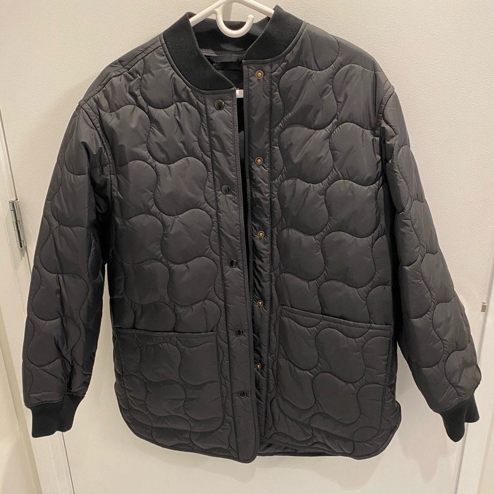 Madewell Quilted Oversized Bomber Jacket, Black, Size S, NWOT